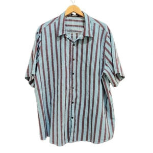 VATPAVE  70% COTTON Short Sleeve Striped  Shirt, Men's XXL